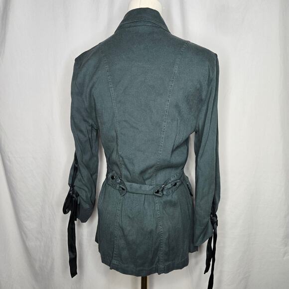 XCVI Women Utility Safari Jacket Small Teal Cinched Gorpcore Granola Girl Hiking - Picture 4 of 10